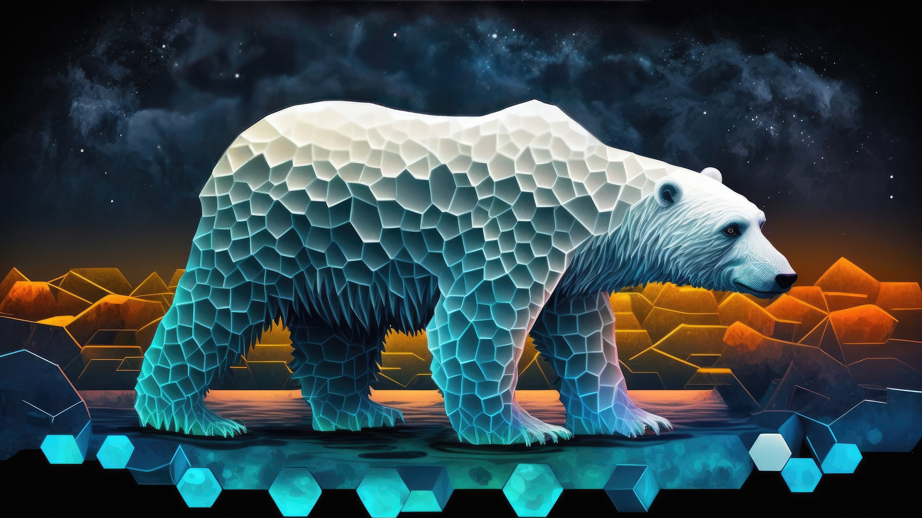 【匿名配送】scandinavian advertising art Samsung Frame TV Art | Polar Bear Made of Honeycomb