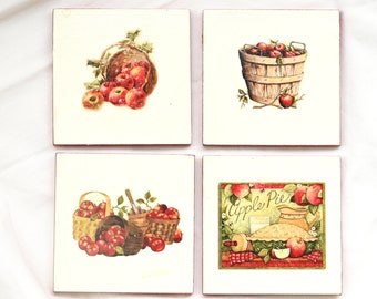 Apple Season Mini Coasters- Fall/ Autumn Decoupage on Wood