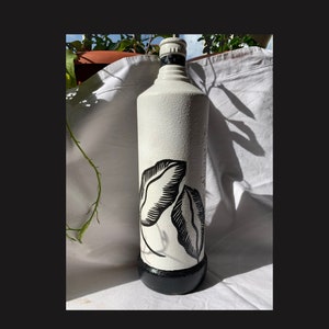 Modern Black and White Upcycled Bottle Vase image 1