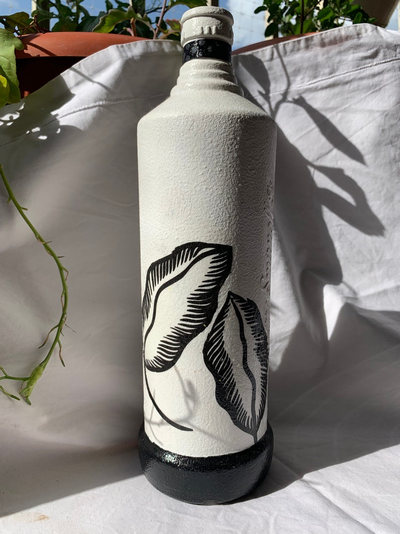 Modern Black and White Upcycled Bottle Vase image 4