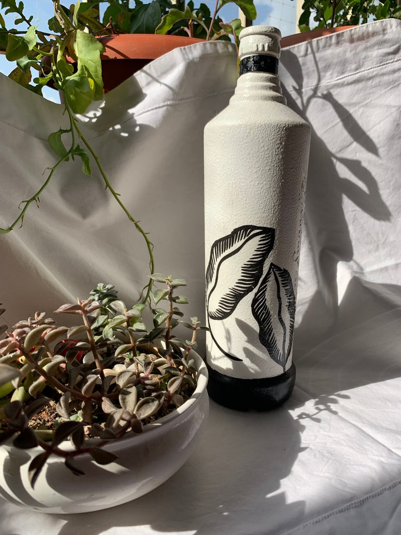 Modern Black and White Upcycled Bottle Vase image 2