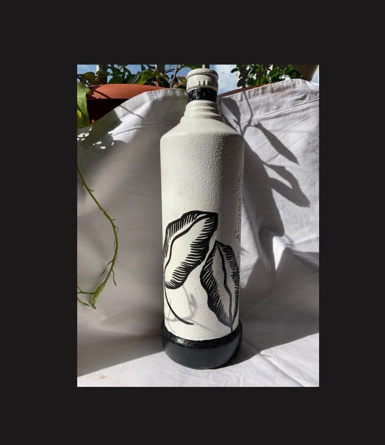 Modern Black and White Upcycled Bottle Vase image 1
