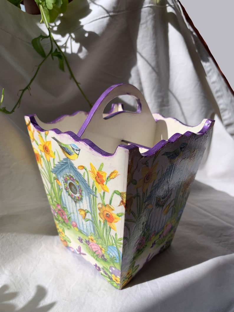 Little Birdy Cutlery/ Stationery Caddy Wooden,. Handmade with Decoupage image 3