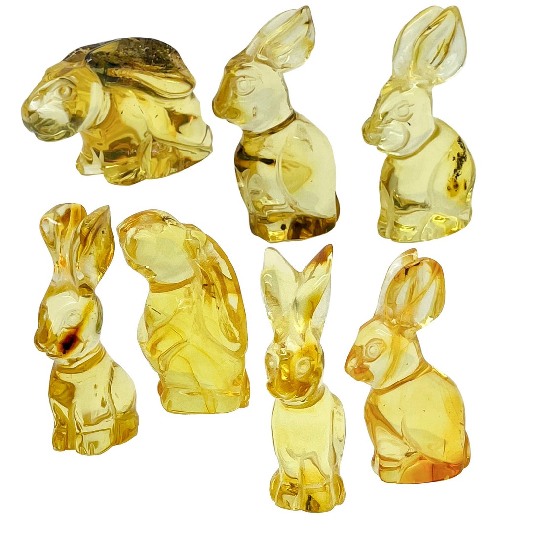 Natural Baltic Amber Hand Carved Rabbit Figurine | Cute Easter Bunny ...