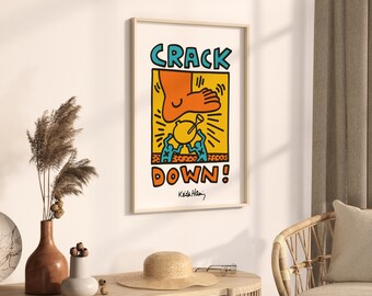 Keith Haring Crack Down Digital Poster, Keith Haring Print, Keith Haring Poster Graffiti Art for Home Decoration