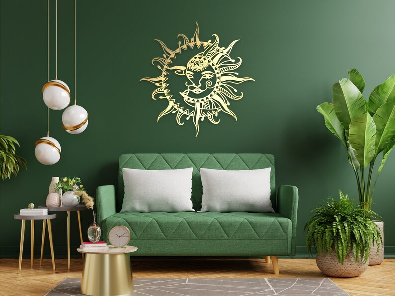 Sun & Moon Metal Wall Art, Celestial Sun and Moon Wall Art, Sun and Moon Art, Mystic Symbol Wall