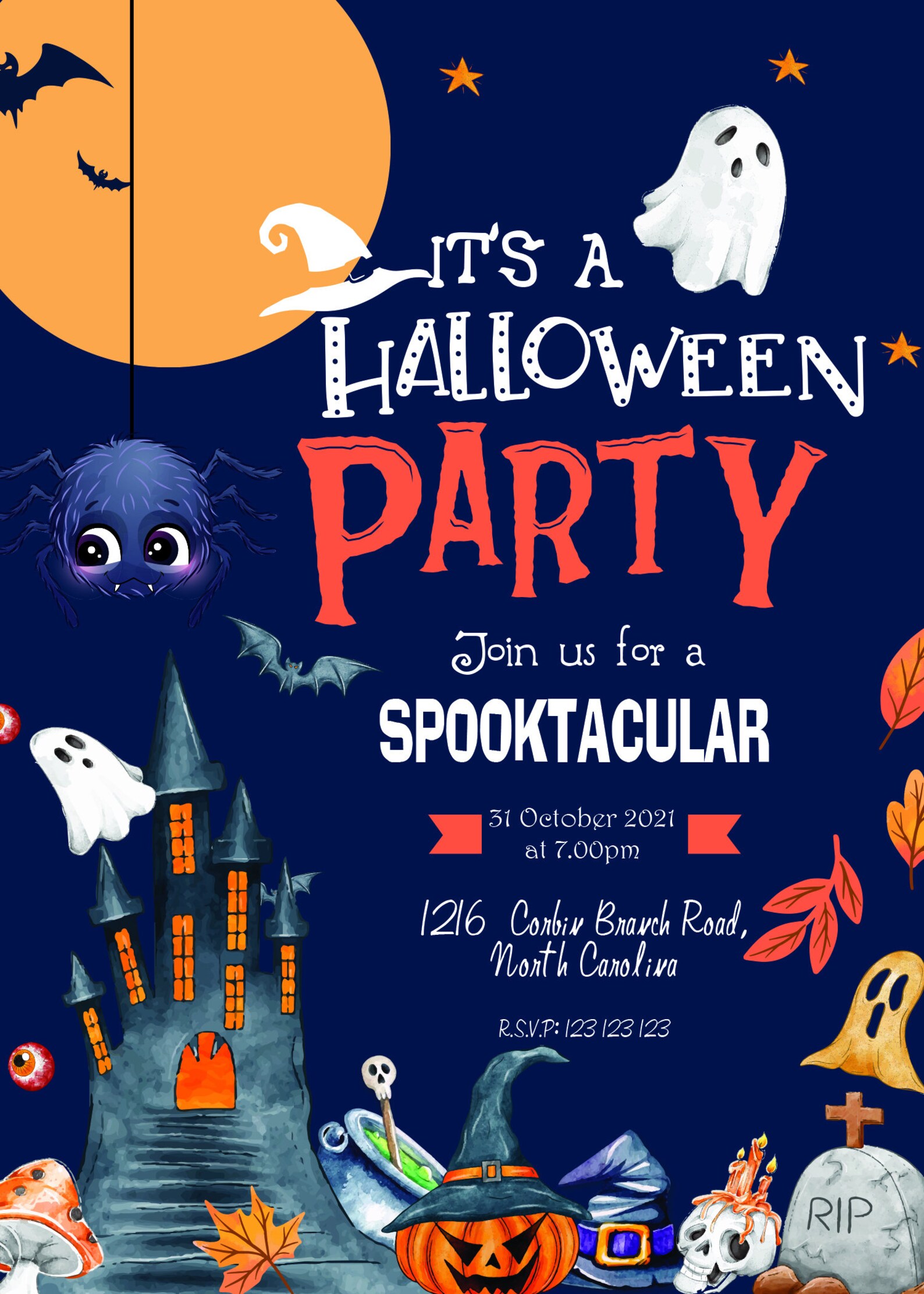 Halloween Party Invitation Haunted House Halloween Party Etsy