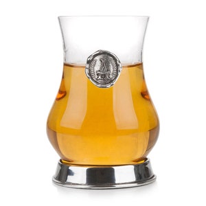 Vaso de degustación de whisky personalizado con sello de peltre monograma - Vaso de degustación artesanal británico - Elegante vajilla personalizada - Grabado gratuito