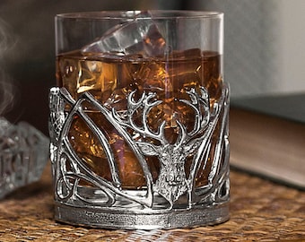 Stag Whisky Tumbler | Crystal Whisky Glass | Unique whisky glasses | Whisky Glass Gift | Whisky tasting glass | Handcrafted by A E Williams