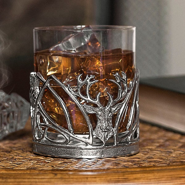 Gobelet à whisky cerf | Verre à whisky en cristal | Verres à whisky uniques | Verre à whisky cadeau | Verre à dégustation de whisky | Fabriqué à la main par A E Williams