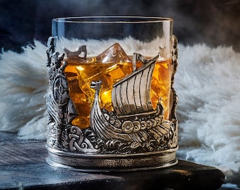 Viking Whisky Tumbler | Norse-inspired Barware | Handcrafted by A E Williams Pewter | Can be engraved with a name of your choice