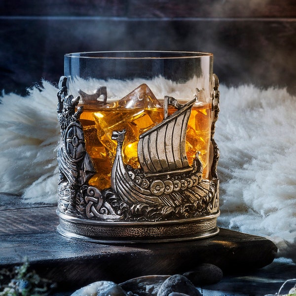 Viking Whisky Tumbler | Norse-inspired Barware | Handcrafted by A E Williams Pewter | Can be engraved with a name of your choice