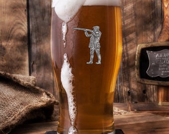 Personalised Shooting Pint Glass | Shooting Man Engraved Pint Glass | Custom Beer Glasses | Shooting Gift for Him | Glass for Beer