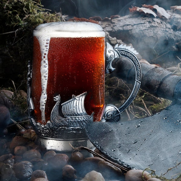 Authentic Viking Tankard 1 Pint | Handcrafted Norse Style Mug | UK Drinkware | Made by A E Williams Pewter