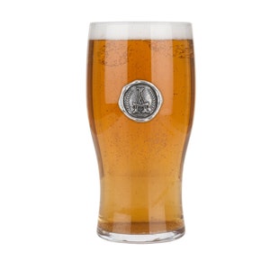 Personalized Pint Glass with Custom Pewter Monogram - Initial Engraved Beer Mug, Customized Glassware Gift, Bespoke Monogrammed Beer Glass