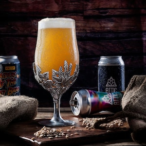 Elegant Craft Beer Vessel - Handcrafted Pewter Pint - Artisanal Beer Tumbler - Craft Brew Glassware - Pewter Accent Beer Glass