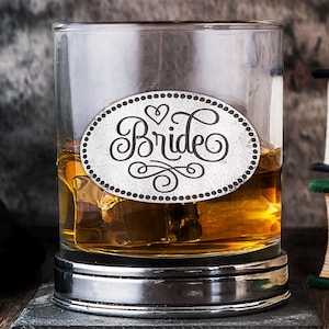 Bride Whisky Tumbler | Engraved Whisky Tumbler | Personalised Whisky Tumbler | Polished Whisky Glass | Handcrafted by A E Williams Pewter
