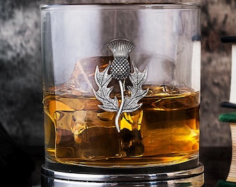 Scottish Thistle Whisky Glass | Scottish Thistle Pewter Drinks Tumbler | Thistle Whisky Tasting Glass | Handcrafted by A E Williams Pewter