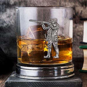 Shooting Whisky Glass | Engraved Shooting Whisky Tumbler | Pheasant Shoot | Whiskey Drinking Glass | Handcrafted by A E Williams Pewter