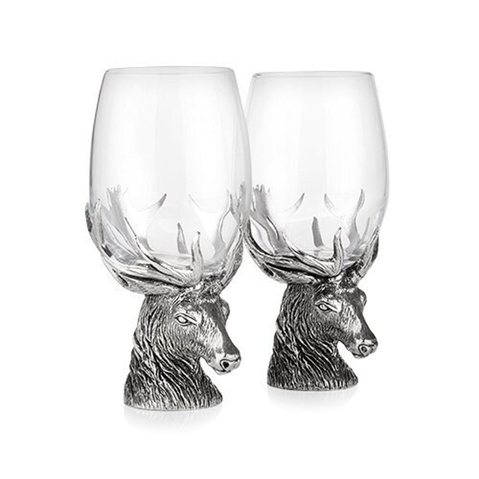 Elegant Stag Wine Glasses - Deer Stemware, Rustic Antler Glassware ...