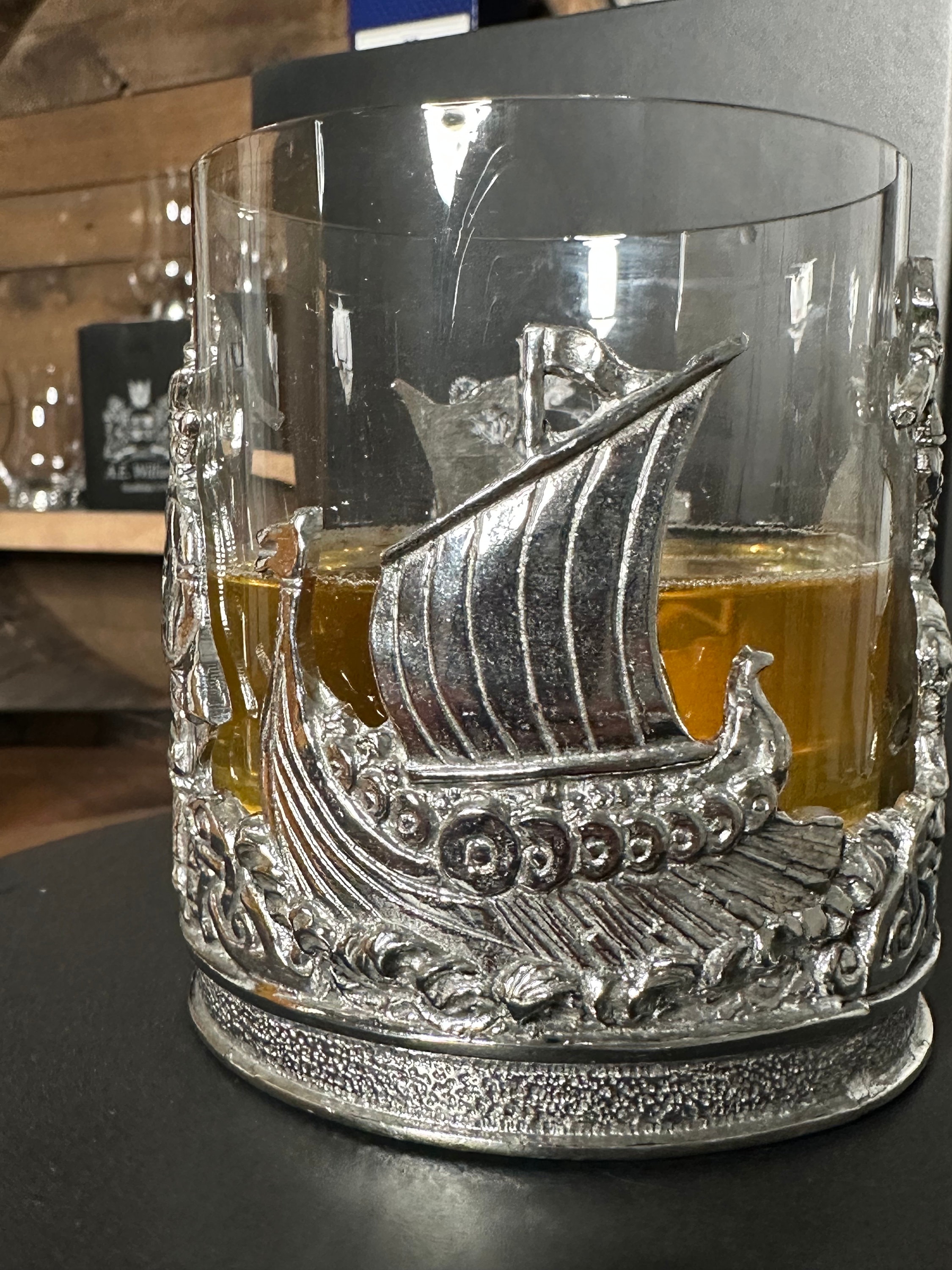 Viking Whisky Tumbler | Norse-inspired Barware | Handcrafted by A E Williams Pewter | Can be engraved with a name of your choice