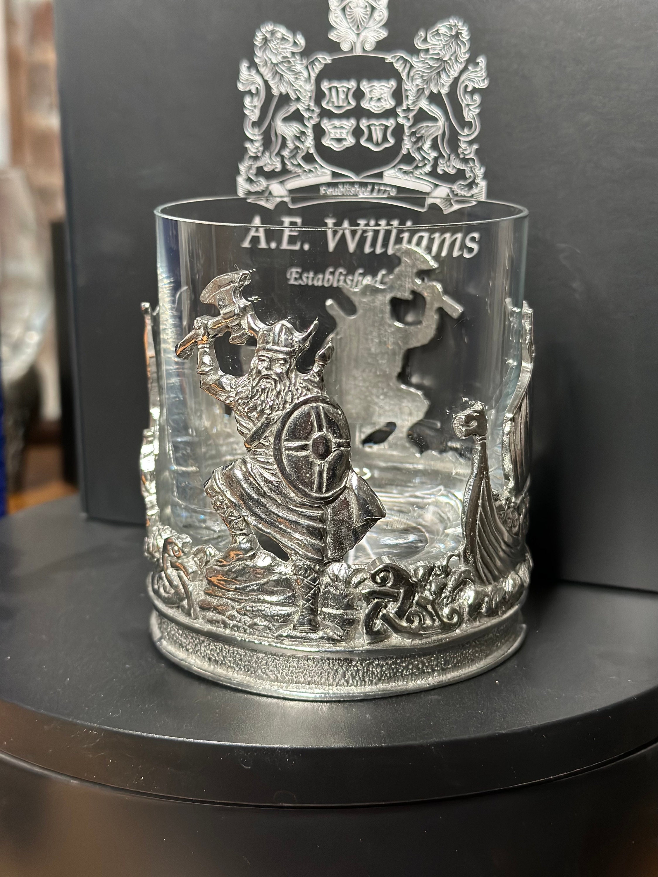 Viking Whisky Tumbler | Norse-inspired Barware | Handcrafted by A E Williams Pewter | Can be engraved with a name of your choice