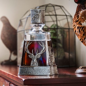 Stag Pewter Whisky Decanter | Scottish-themed Whiskey Carafe | Handcrafted by A E Williams Pewter made in Britain
