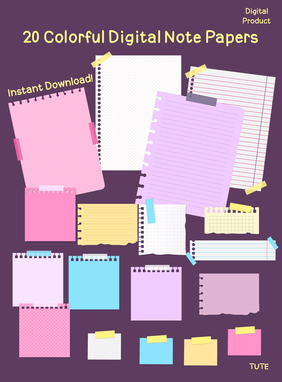 Notebook Paper Digital Paper 20 Editable Digital Notebook Papers for iPad - Etsy