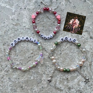 melanie martinez portals album inspired beaded fairycore coquette pearl handmade bracelets / star bracelet mushroom charm the portals tour