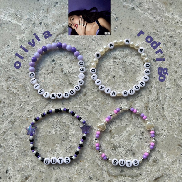 olivia rodrigo guts tour album inspired handmade purple beaded bracelets