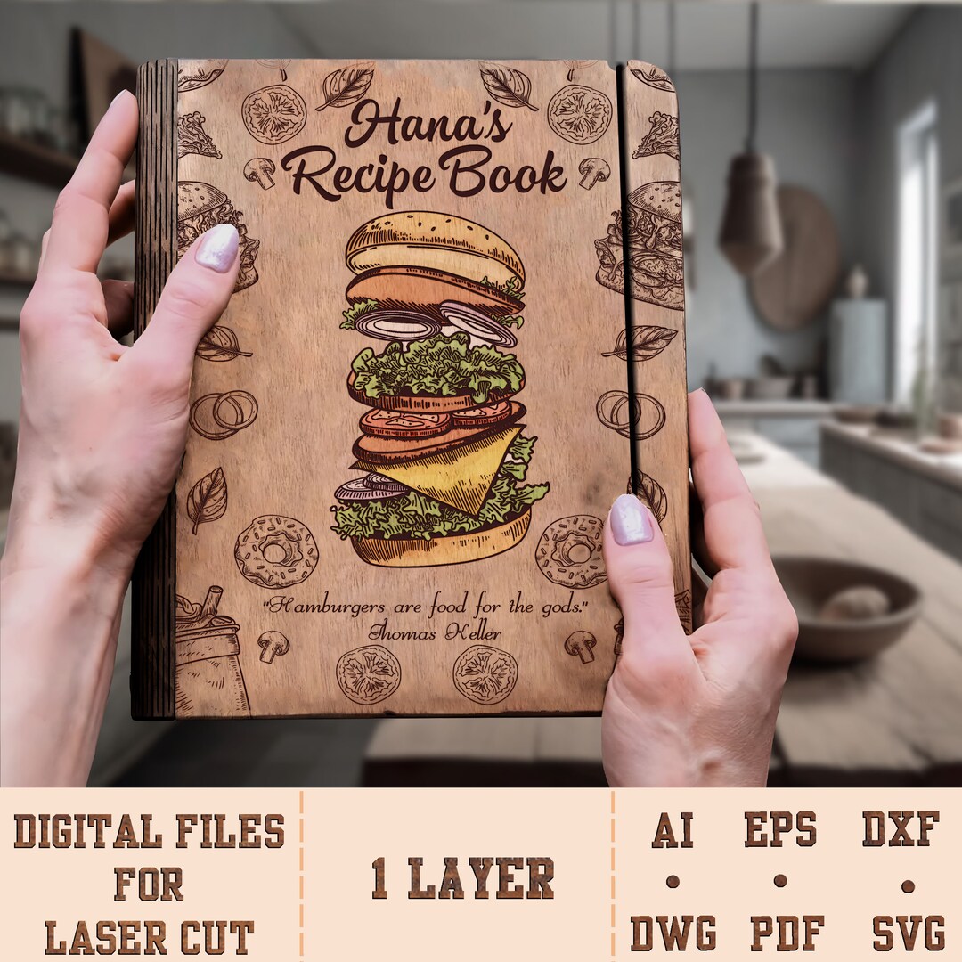 Svg Burger Book Binder Burger Book Laser Cut Files Gift Svg Etsy