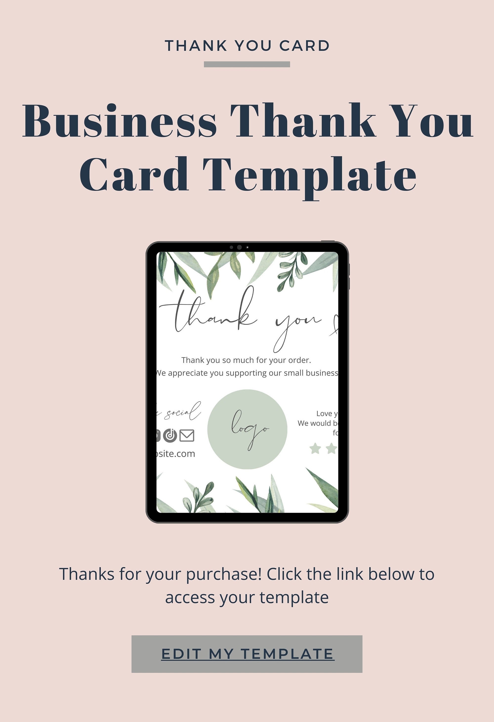 Business Thank You Card Template Editable Thank You Card Template Business Thank You Card Template Editable Thank You Card Template