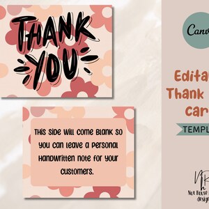 Small Business Package Insert Card | Modern Boho Business Insert Card Template | Neutral Printable Thanks For Your Purchase | Thank You Card