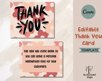 Carte d'insertion de colis pour petites entreprises | Modèle de carte d'insertion Boho moderne | Imprimable neutre Merci pour votre achat | Carte de remerciement