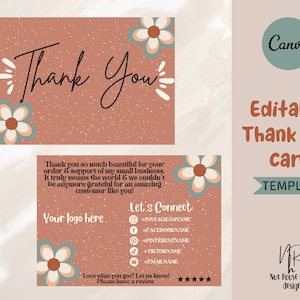 Small Business Package Insert Card | Modern Retro Simple Insert Card | Instant Download | Customizable Purchase Card Product Packaging