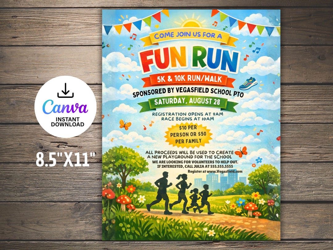 Funny Racing Event Flyer Editable Fun Run Flyer Template: Race Event Poster (canva Download) - Etsy