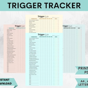 Symptom Tracker, Mood Tracker Journal, Daily Mood Tracker, Anxiety Tracker, Depression Printable, Depression Journal, Trigger Tracker