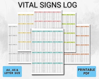 Printable Vital Signs Tracker: Comprehensive Monitoring Chart (US Letter, A4, A5) (Digital Download)
