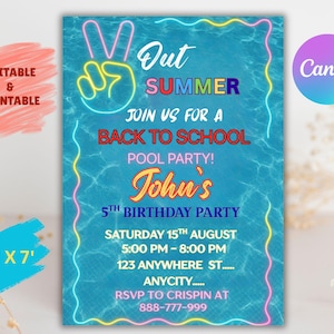 EDITABLE Back of School Party Invitation Hello School So Long Summer Bash, End of Summer Party Goodbye Summer Printable Invite Instant DIY