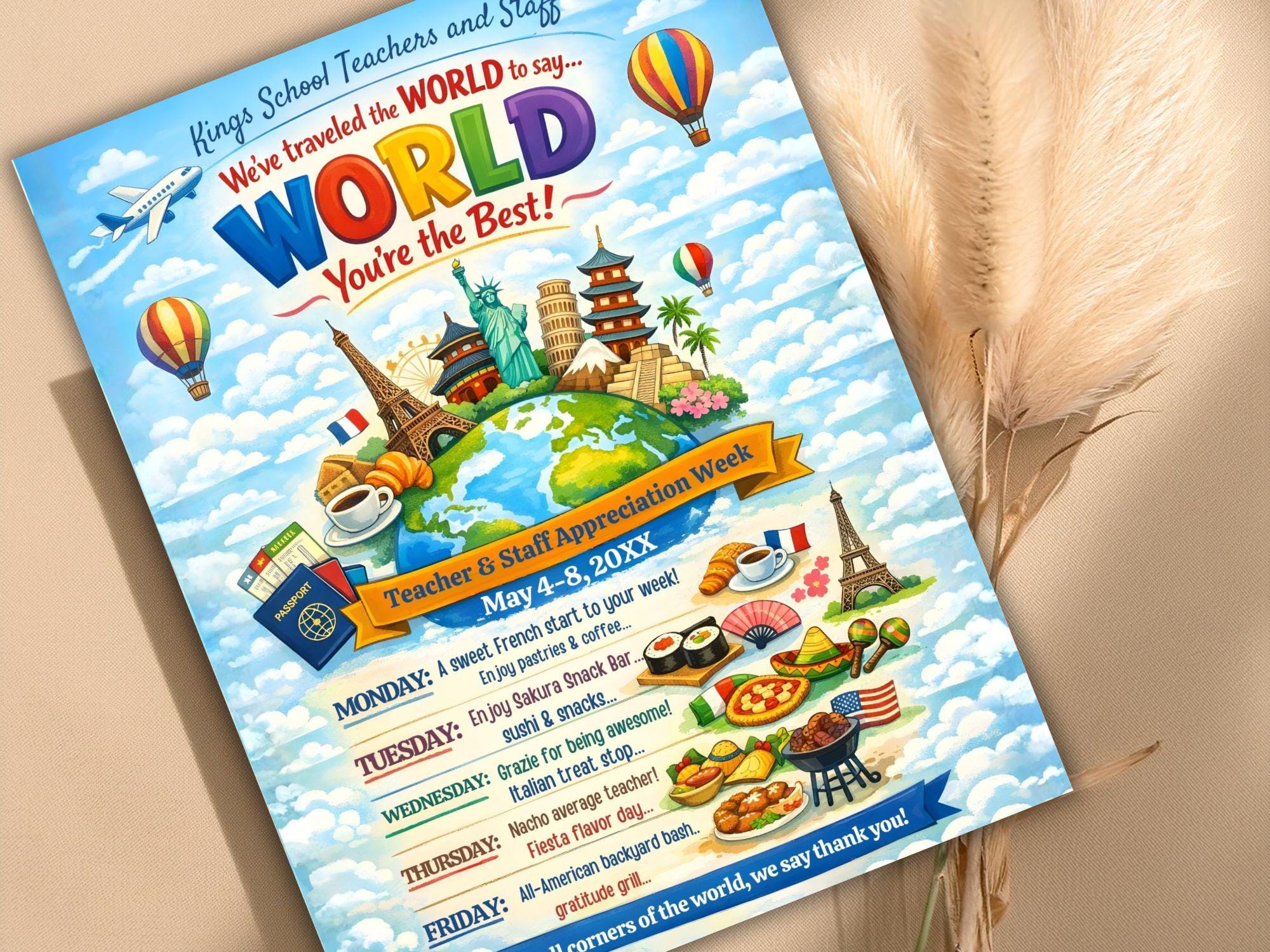 Teacher Appreciation Week Itinerary Flyer: International Theme (digital ...