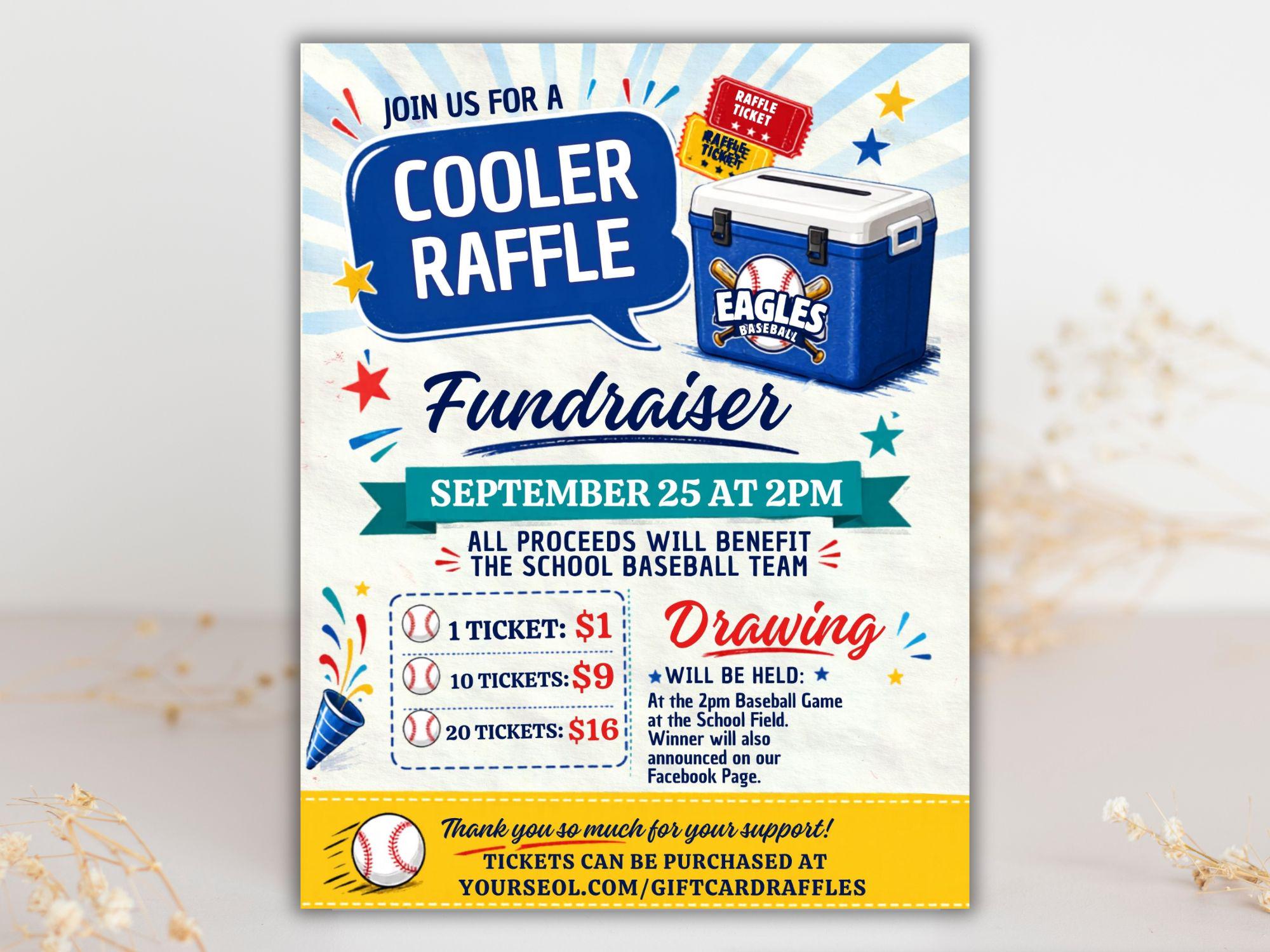 Realtor Cooler Raffle Editable Cooler Raffle Ticket Fundraiser Flyer, Food Drink Raffle ...