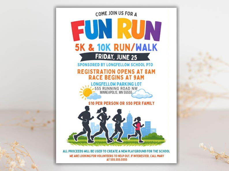 Editable Fun Run Flyer Template: Race Event Poster (canva Download) - Etsy