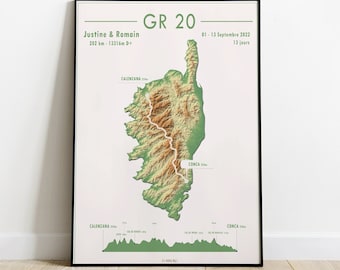 GR20 Corsica poster, GR 20 Customizable