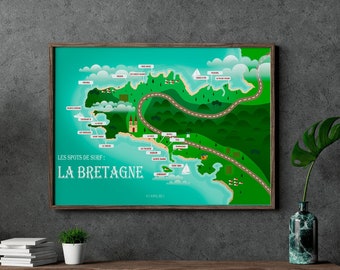 Surf Map Brittany, Surf Map Brittany France