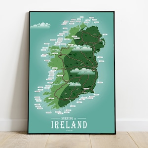 SurfingMap Irland, irische SurfMap, Surfer-Geschenk