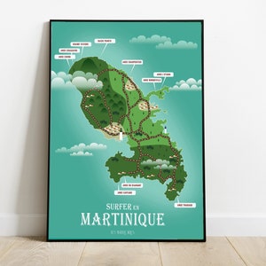 Surf Map Martinique, Carte surf Martinique, Surfing Map