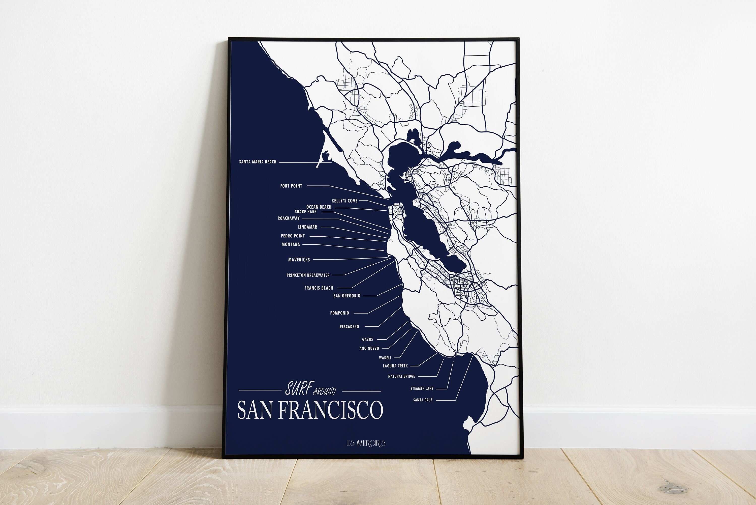 Format A3 Film américain avec des Images de Cartes et Les Routes des Grandes Villes américaines Nacnic Affiche avec Carte de San Francisco 