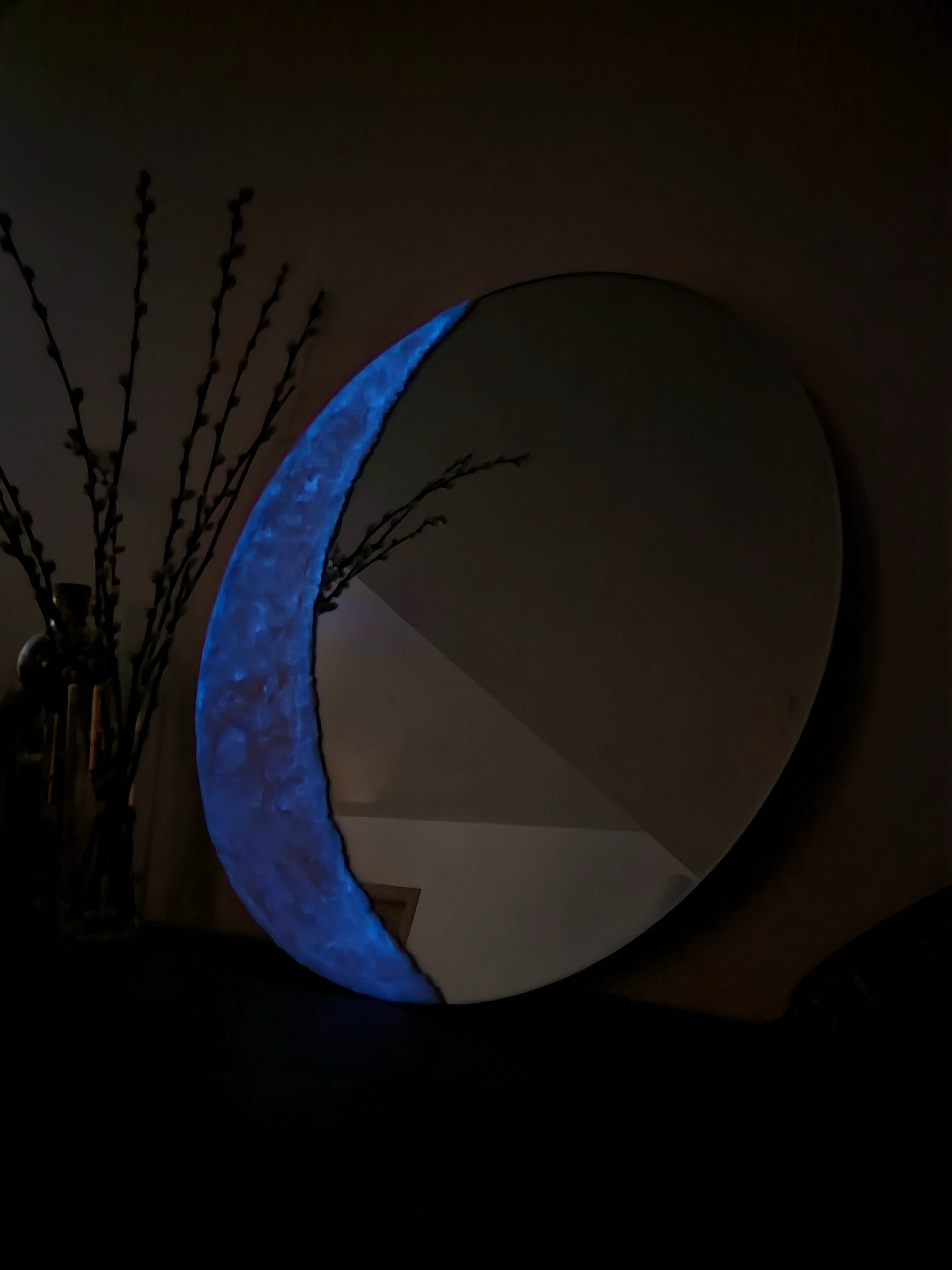 Set of 2 Luna™ Half-moon Semi-circular Frameless Contemporary Round Mirrors  