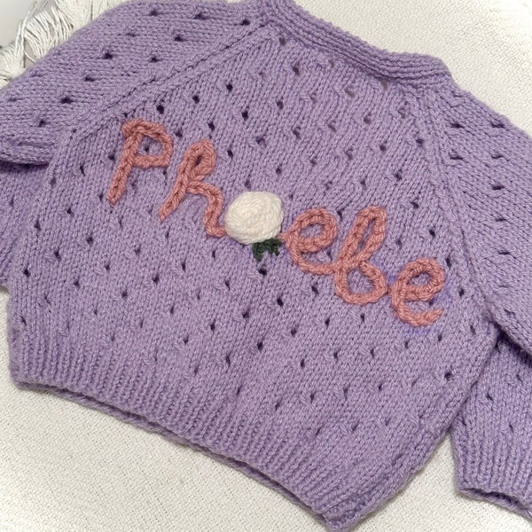 3-6 Months Personalised Embroidered Baby Cardigan