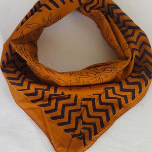 Handmade Cotton Bandana Scarf: Paisley Block Print, Natural Dye